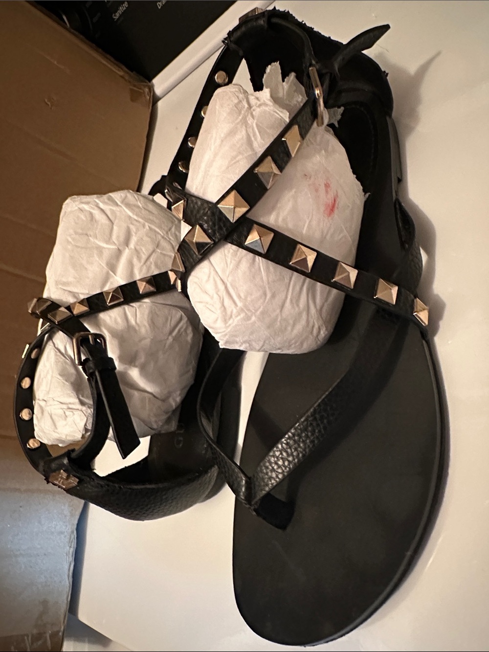 Guess Black Studded Leather Women's Sandals 7